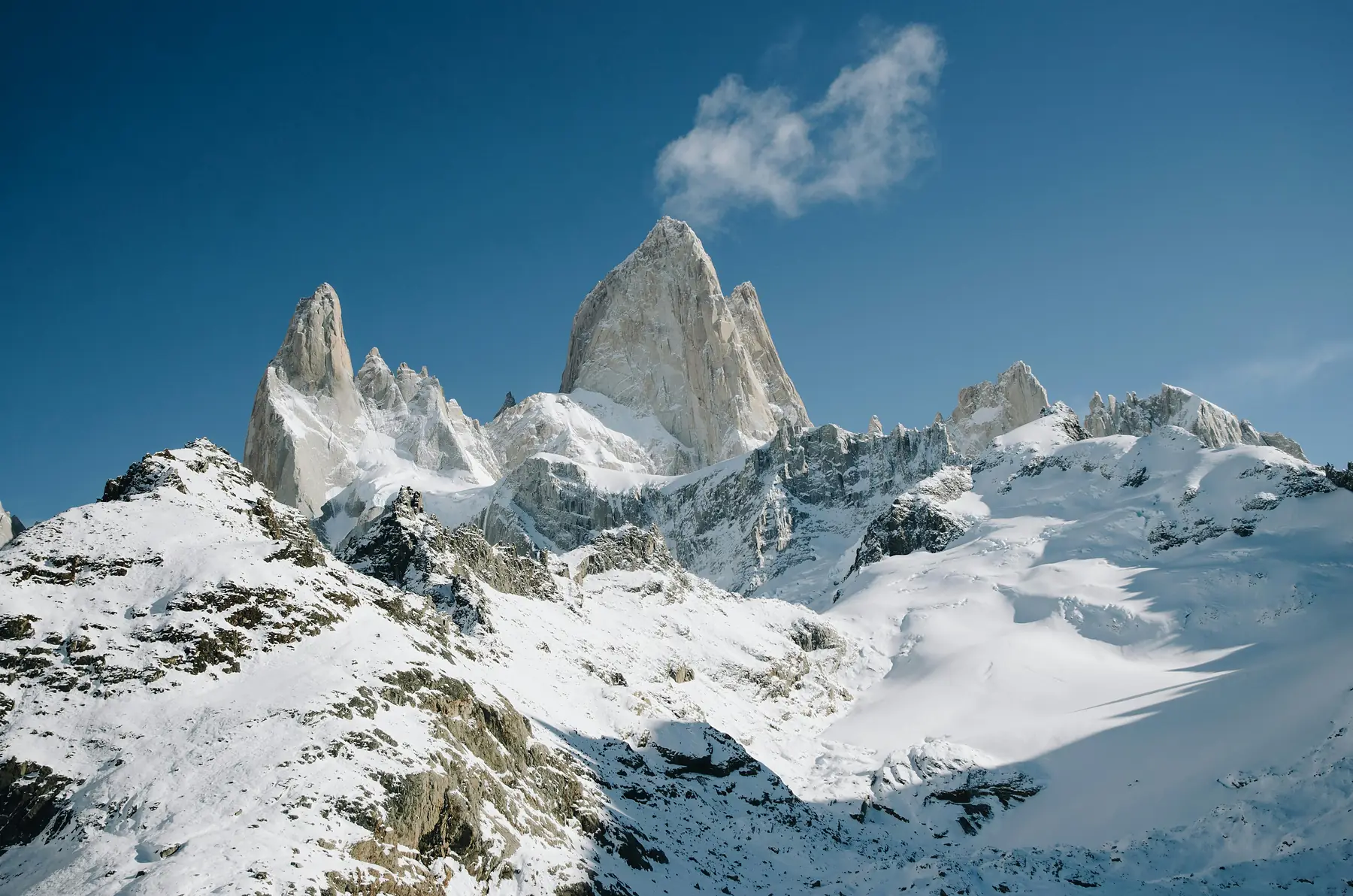 Trail map showing the Fitz Roy hike routes from El Chaltén
