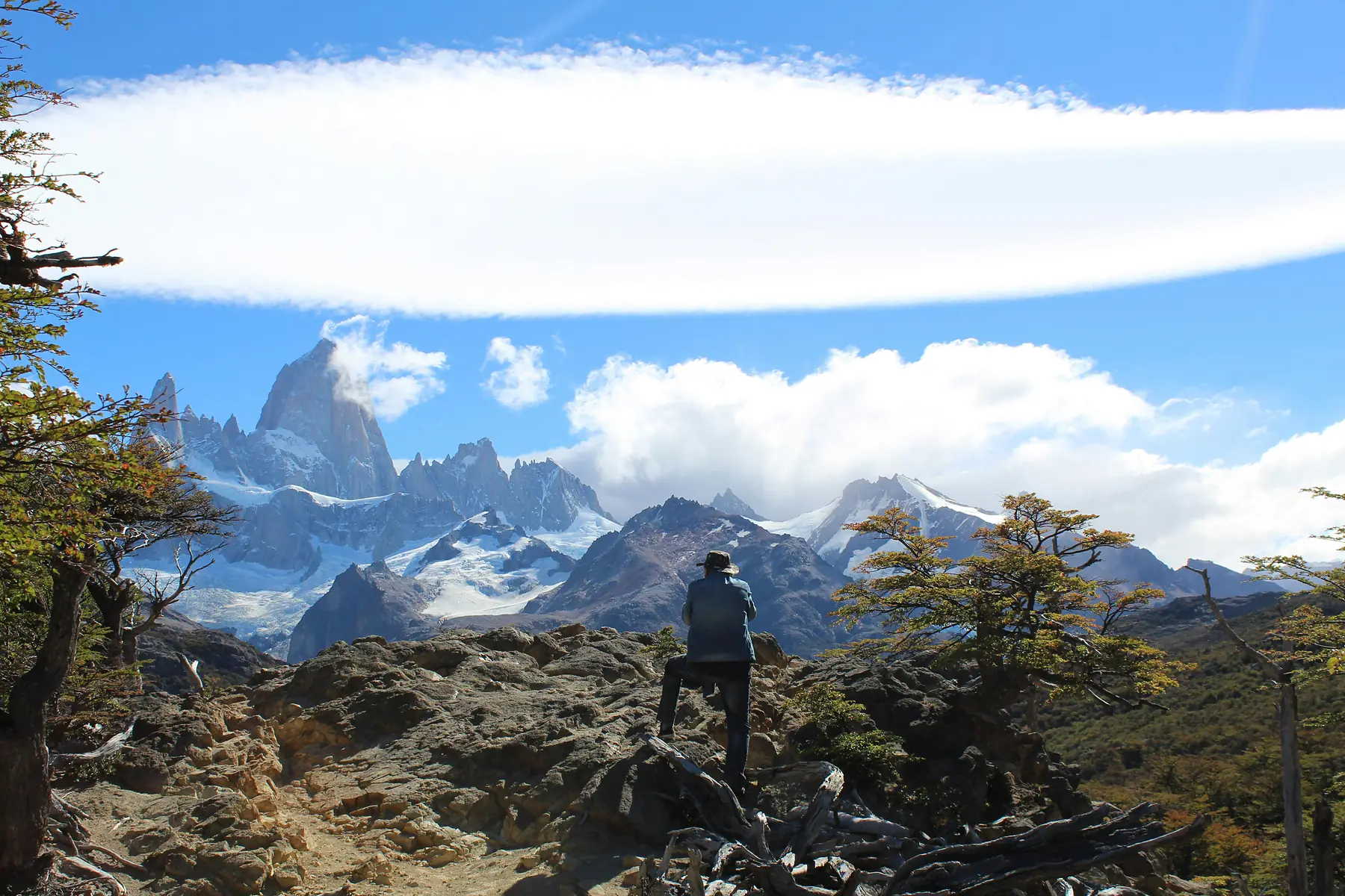 Cloud formations swirling around the summit of Fitz Roy.