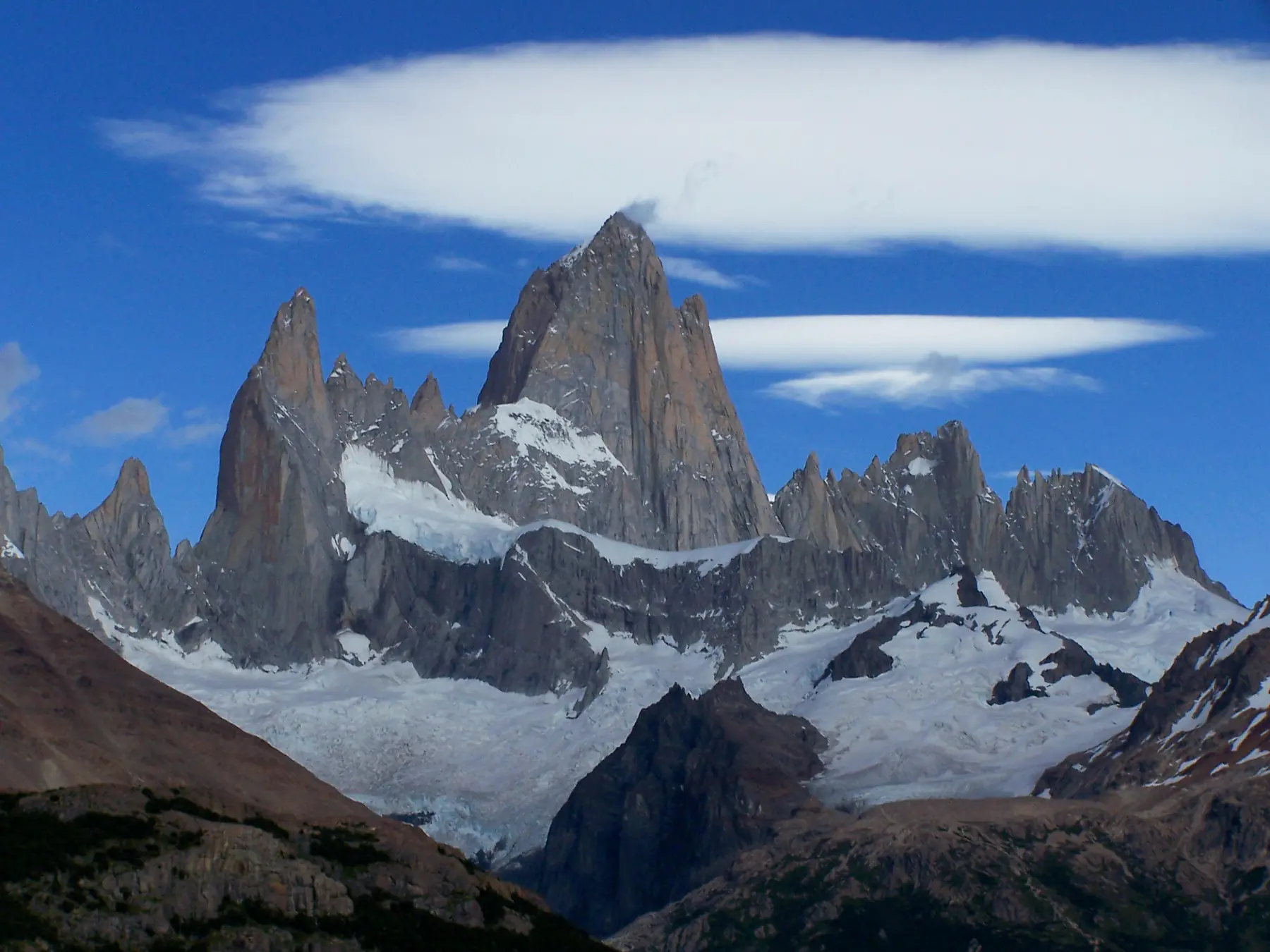 Laguna de los Tres reflecting the sheer face of Fitz Roy.