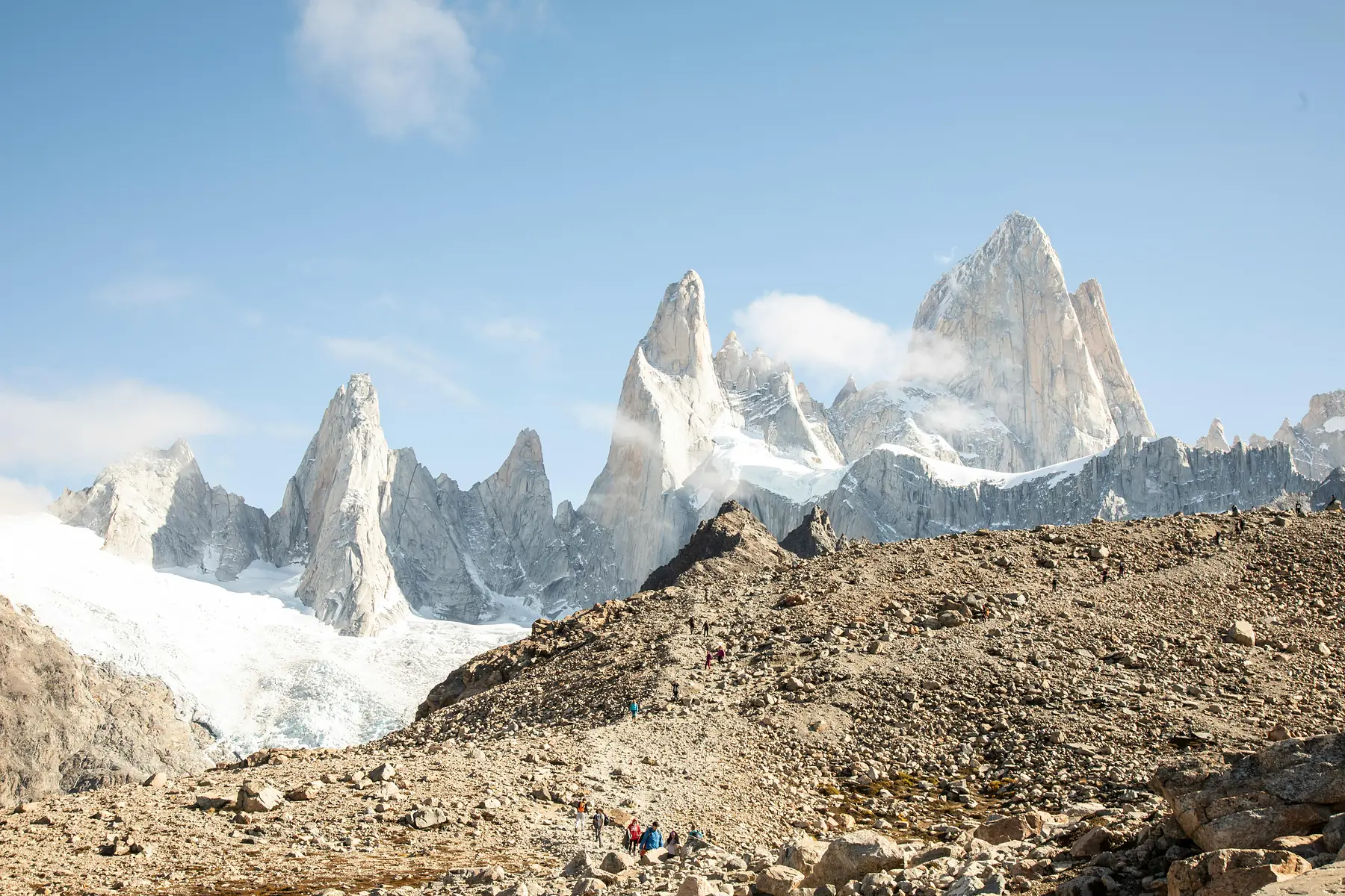 Patagonian landscape showing seasonal conditions for trekking
