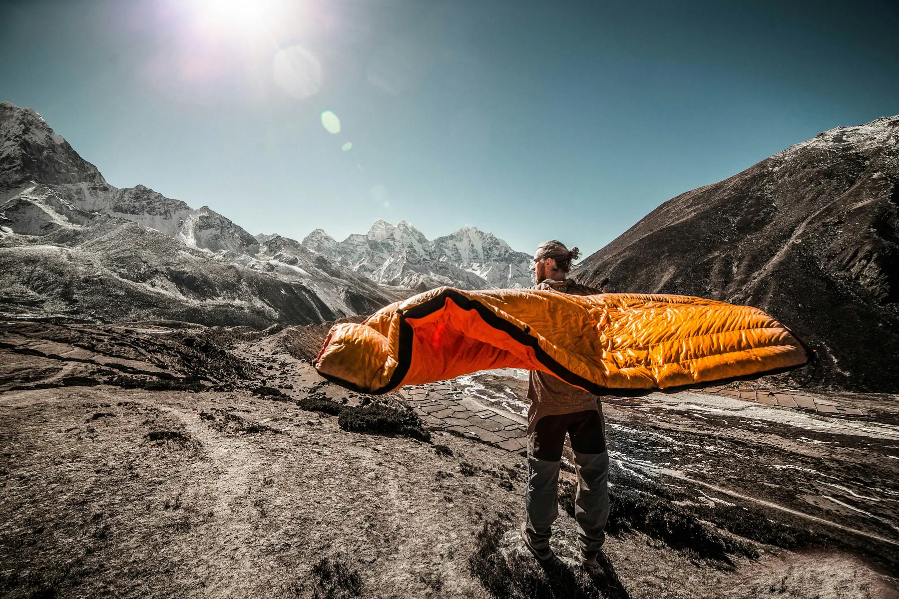 A technical sleeping bag rated for cold Patagonian nights