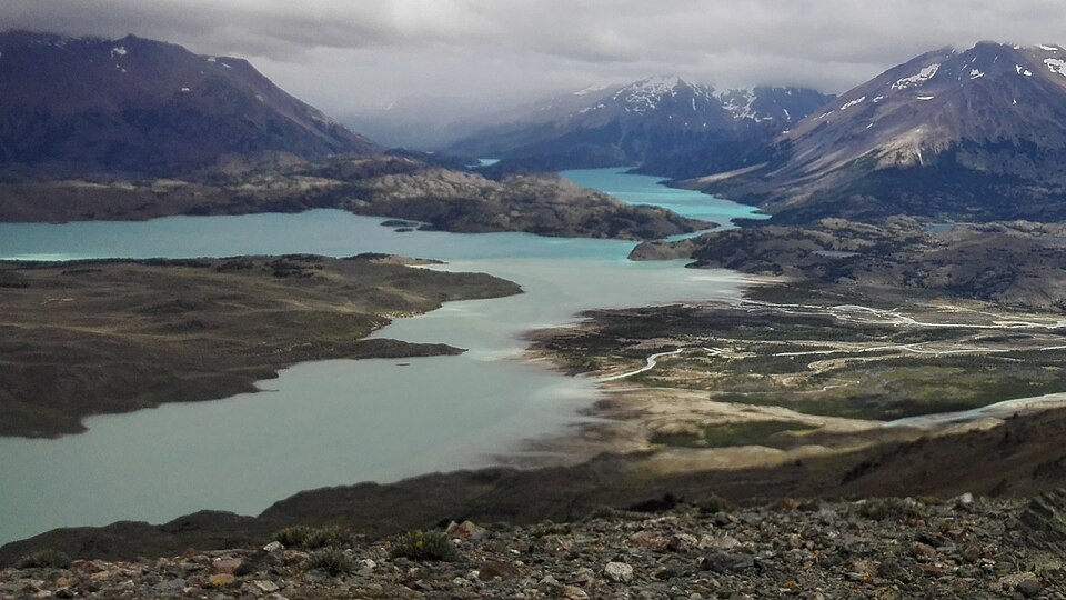 Panoramic view of Cerro León and the remote valleys of Perito Moreno National Park