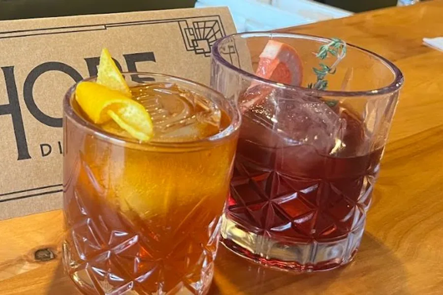 Drinks served at a bar in Patagonia