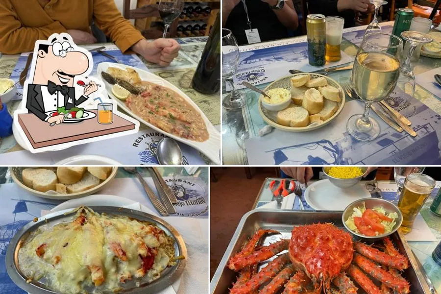 Fresh seafood representative of whole centolla at El Viejo Marino